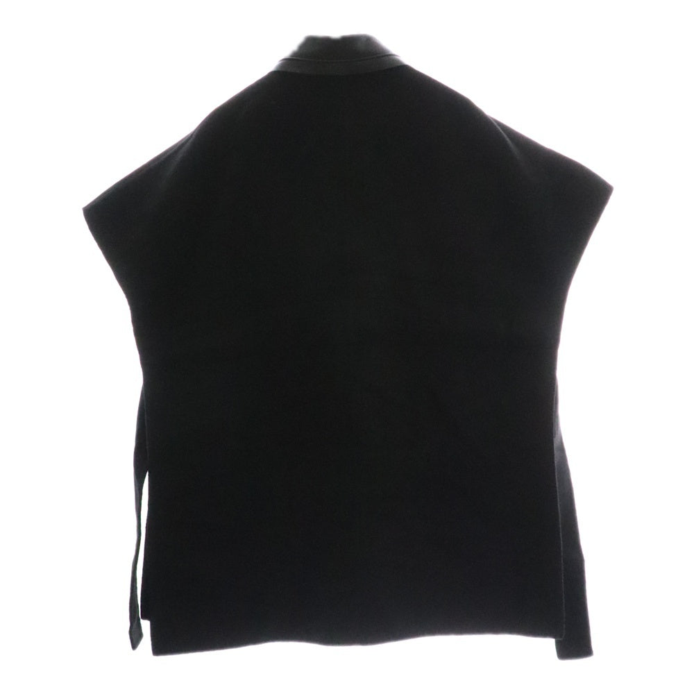 FENDI(フェンディ) 15AW ミンクファーワッペン ラムスキン レザー襟 カシミヤ ケープ ポンチョ コート ブラック レディース FF8111 W18