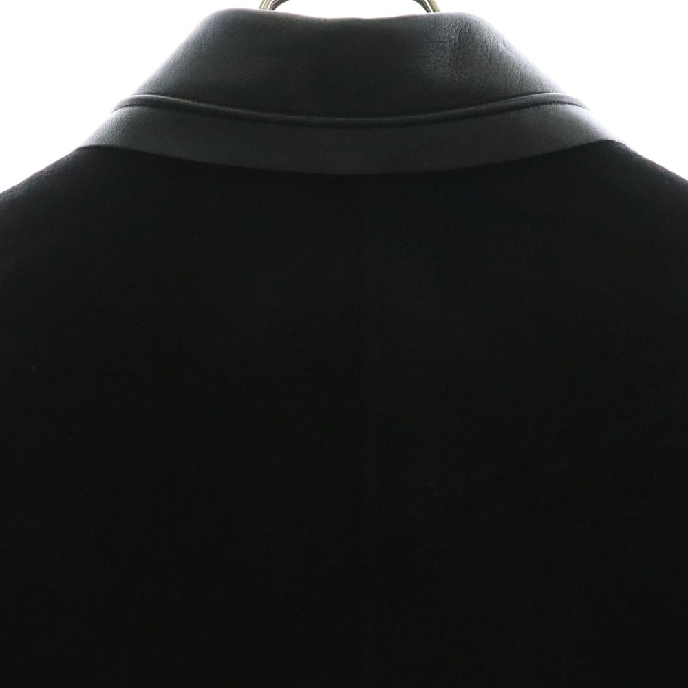 FENDI(フェンディ) 15AW ミンクファーワッペン ラムスキン レザー襟 カシミヤ ケープ ポンチョ コート ブラック レディース FF8111 W18