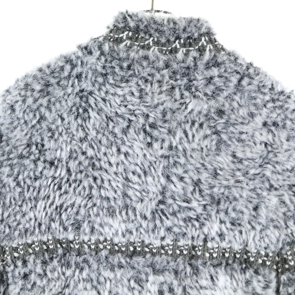 CHANEL(シャネル) ココマーク ライオンボタン アンゴラ カシミヤ混 ファー ツイード ジップアップ ボア ジャケット ブルゾン グレー P49986K06373