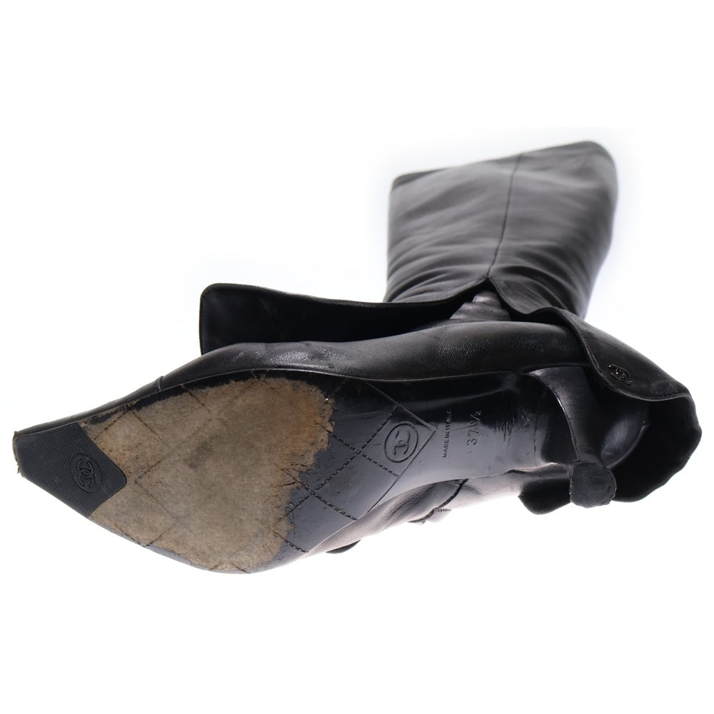 CHANEL シャネル ブーツ ロング レザー ココマーク ファスナー ジッパー CHANEL シャネル ブーツ ロング レザー ココマーク ファスナー