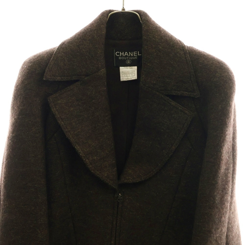 CHANEL(シャネル) 97AW ココマーク ジップアップ ウール チェスター ロング コート ブラウン レディース P09456W02373