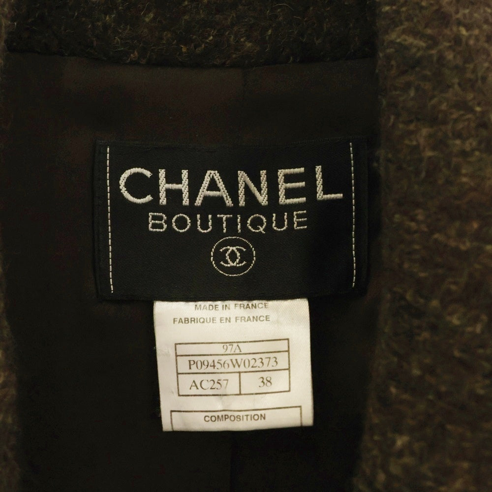 CHANEL(シャネル) 97AW ココマーク ジップアップ ウール チェスター ロング コート ブラウン レディース P09456W02373