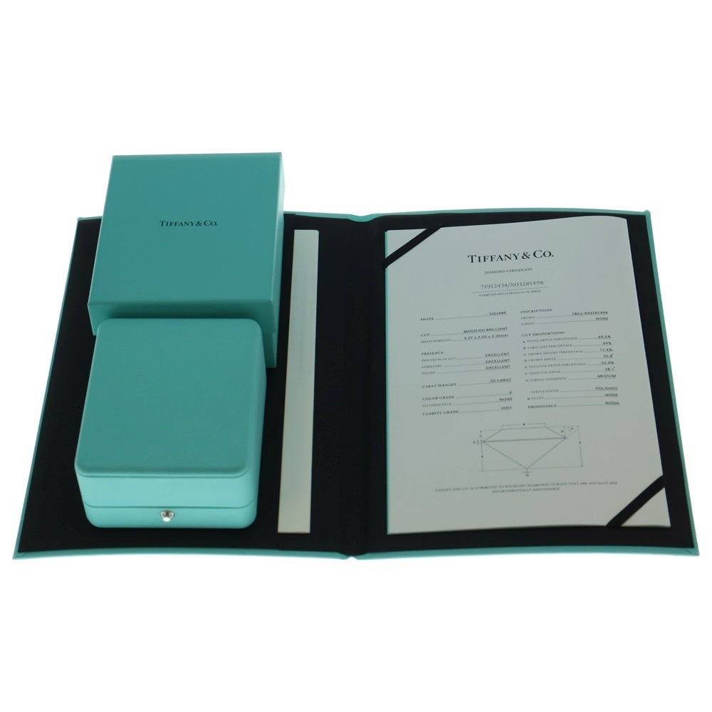 TIFFANY & Co.(ティファニー) ソリティア 1Pダイヤネックレス スクエアカット ペンダント チェーン シルバー Pt950 0.20ct 2.4g