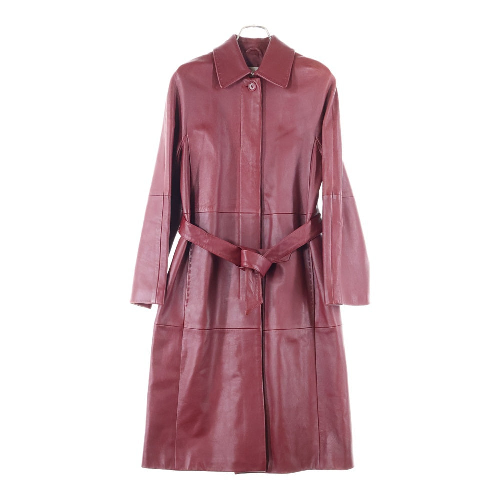 Max Mara(マックスマーラ) レザー 4B ステンカラー ロング コート ボルドー レディース