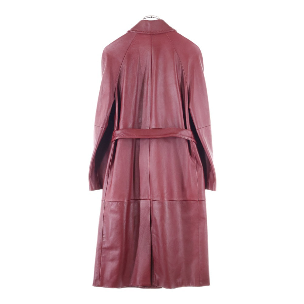 Max Mara(マックスマーラ) レザー 4B ステンカラー ロング コート ボルドー レディース