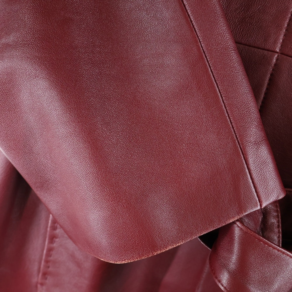 Max Mara(マックスマーラ) レザー 4B ステンカラー ロング コート ボルドー レディース