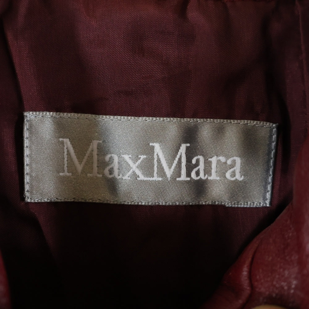 Max Mara(マックスマーラ) レザー 4B ステンカラー ロング コート ボルドー レディース