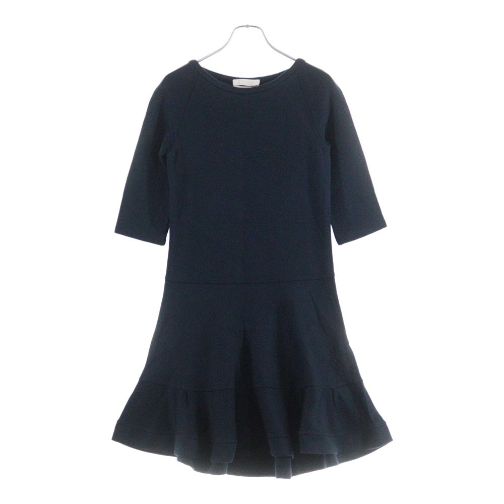 Chloe(クロエ) シルク クルーネック ラグラン ハーフスリーブ ミディアム ワンピース ネイビー レディース 16AJR03-16A083