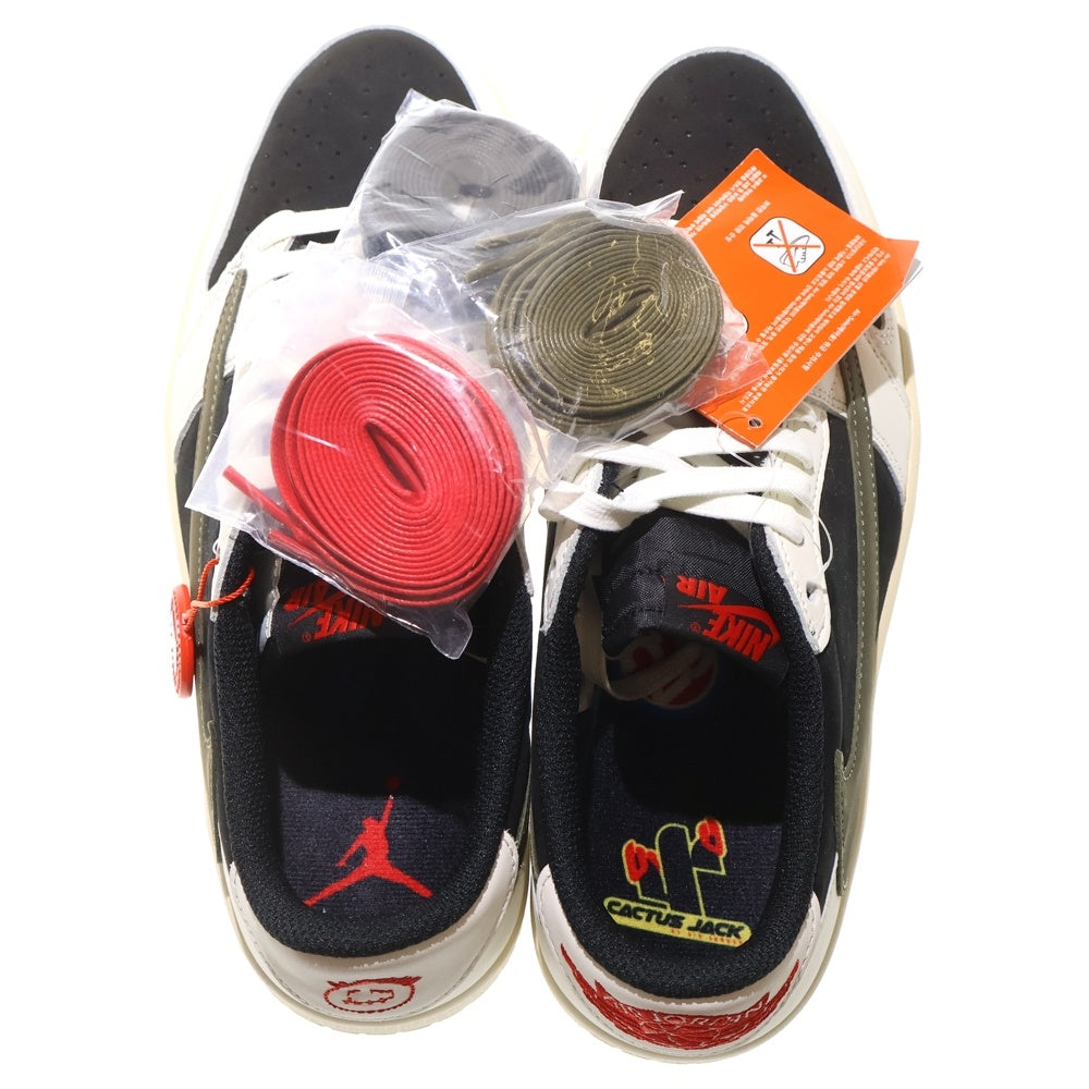 NIKE(ナイキ) ×TRAVIS SCOTT WMNS AIR JORDAN 1 LOW OG Medium Olive トラヴィススコット ウィメンズ エアジョーダン1 ローカットスニーカー US9.5/26.5cm DZ4137-106