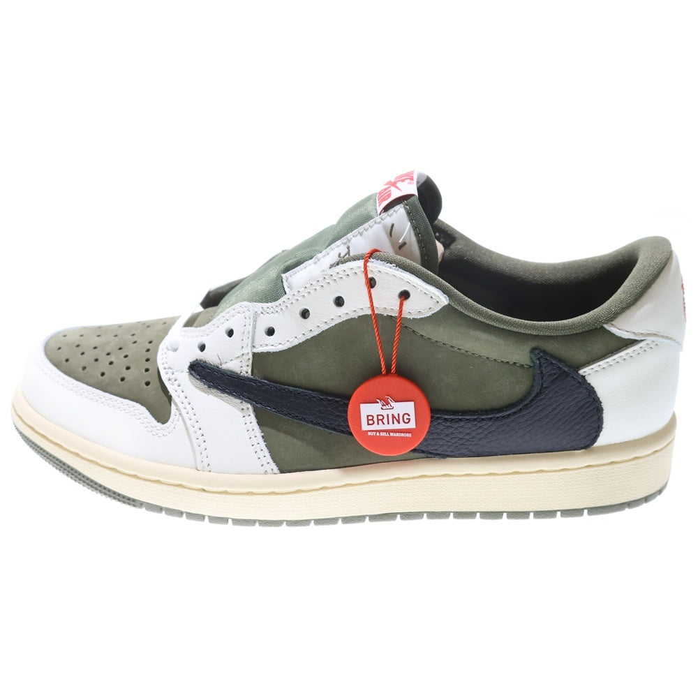 NIKE(ナイキ) ×TRAVIS SCOTT AIR JORDAN1 LOW OG SP トラヴィススコット エアジョーダン1 リバースオリーブ ローカットスニーカー ホワイト/カーキ US8.5/26.5cm DM7866-200