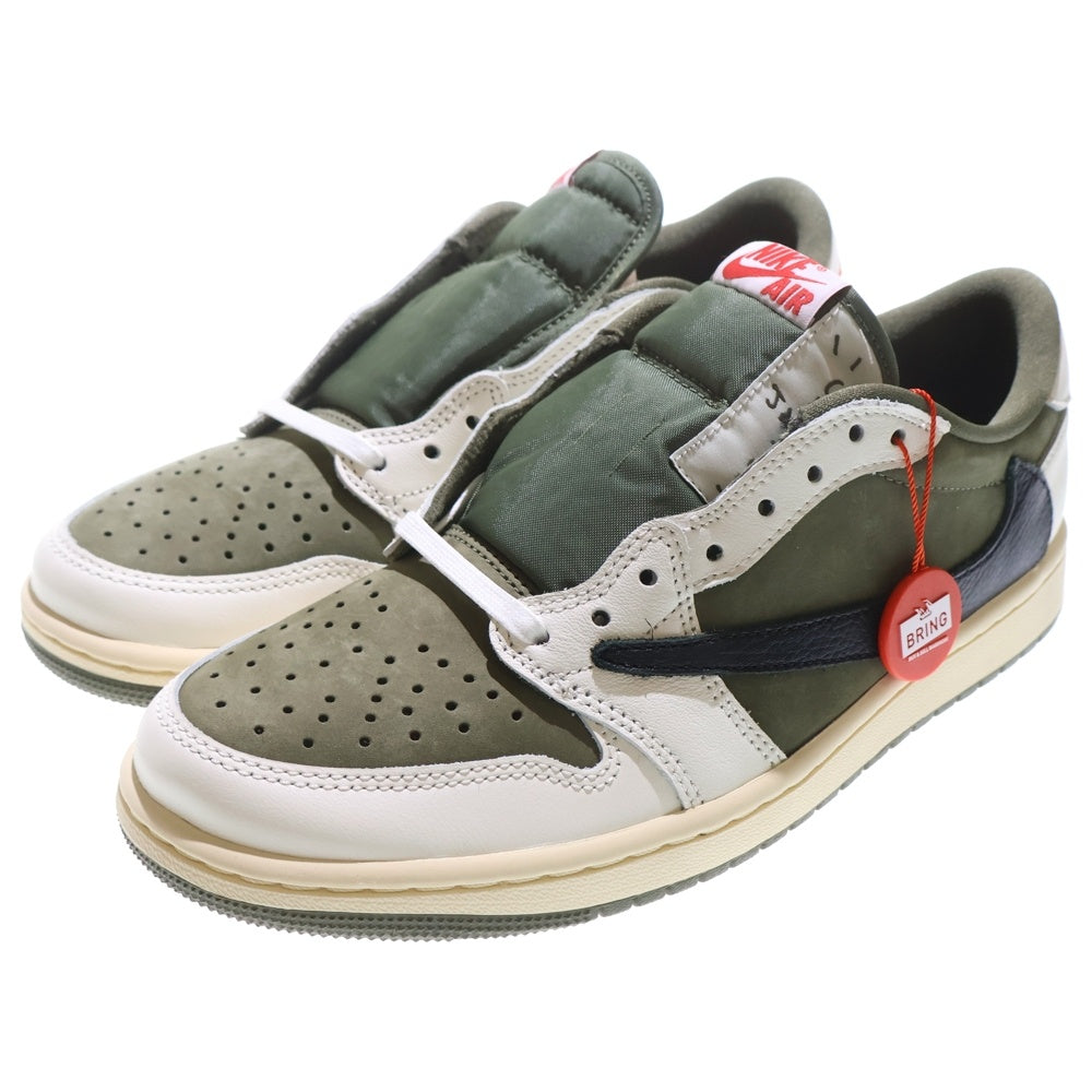NIKE(ナイキ) ×TRAVIS SCOTT AIR JORDAN1 LOW OG SP トラヴィススコット エアジョーダン1 リバースオリーブ ローカットスニーカー ホワイト/カーキ US8.5/26.5cm DM7866-200