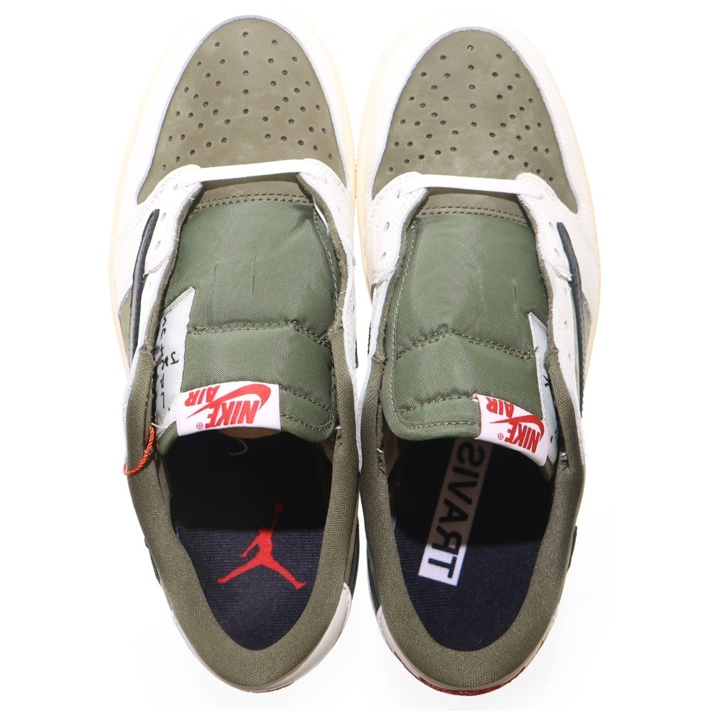 NIKE(ナイキ) ×TRAVIS SCOTT AIR JORDAN1 LOW OG SP トラヴィススコット エアジョーダン1 リバースオリーブ ローカットスニーカー ホワイト/カーキ US8.5/26.5cm DM7866-200