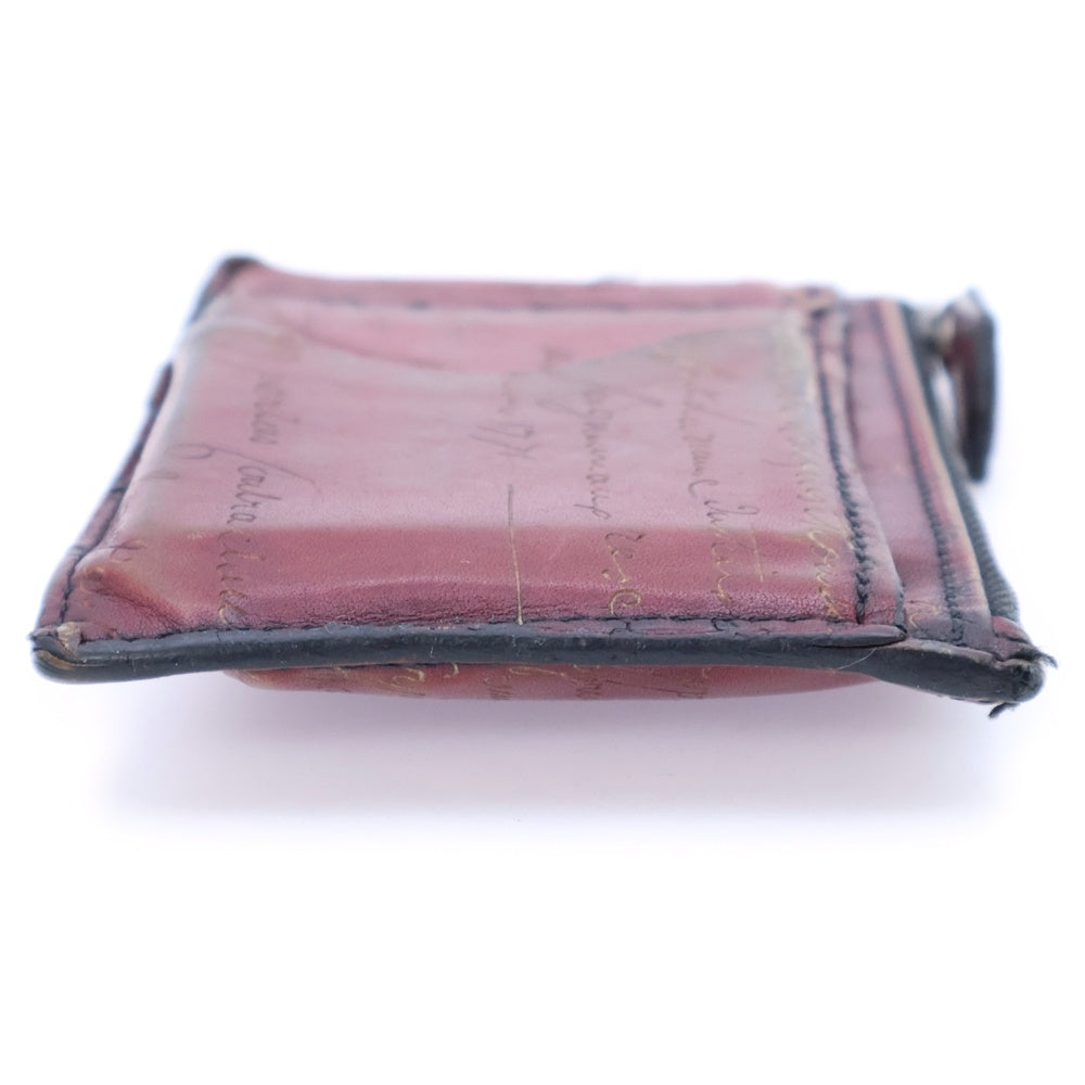 Berluti(ベルルッティ) カリグラフィ ラグメントケース カードケース 名刺入れ 小物入れ レッド バーガンディ レザー ゴールド金具