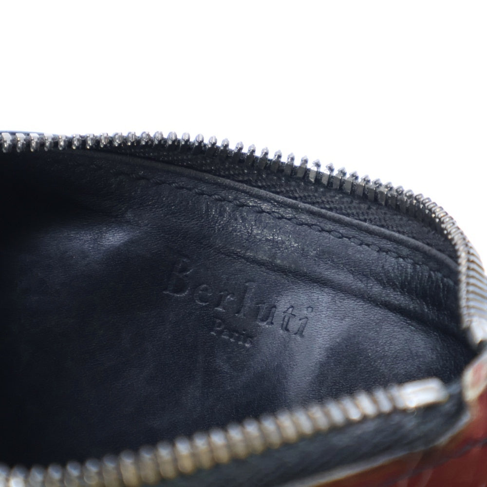 Berluti(ベルルッティ) カリグラフィ ラグメントケース カードケース 名刺入れ 小物入れ レッド バーガンディ レザー ゴールド金具