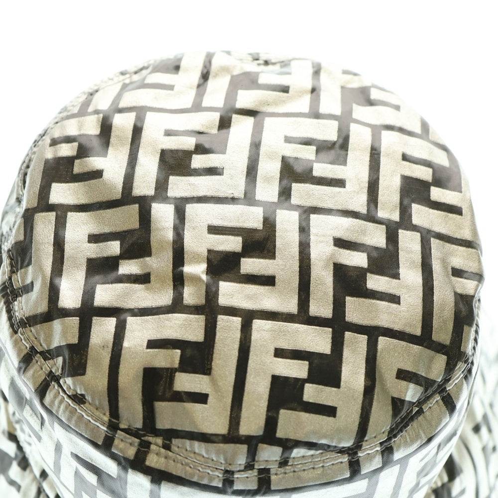 FENDI(フェンディ) ズッカ総柄 ナイロン クラッシャー バケットハット 帽子 シルバー/ブラック FXQ801 AB67 S