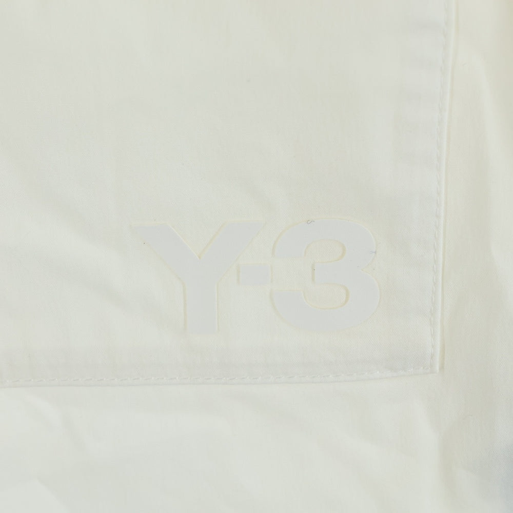 Y-3(ワイスリー) ロゴプリント ジップポケット ナイロン混 コットン ロングスリーブ 長袖シャツ ホワイト HB3406