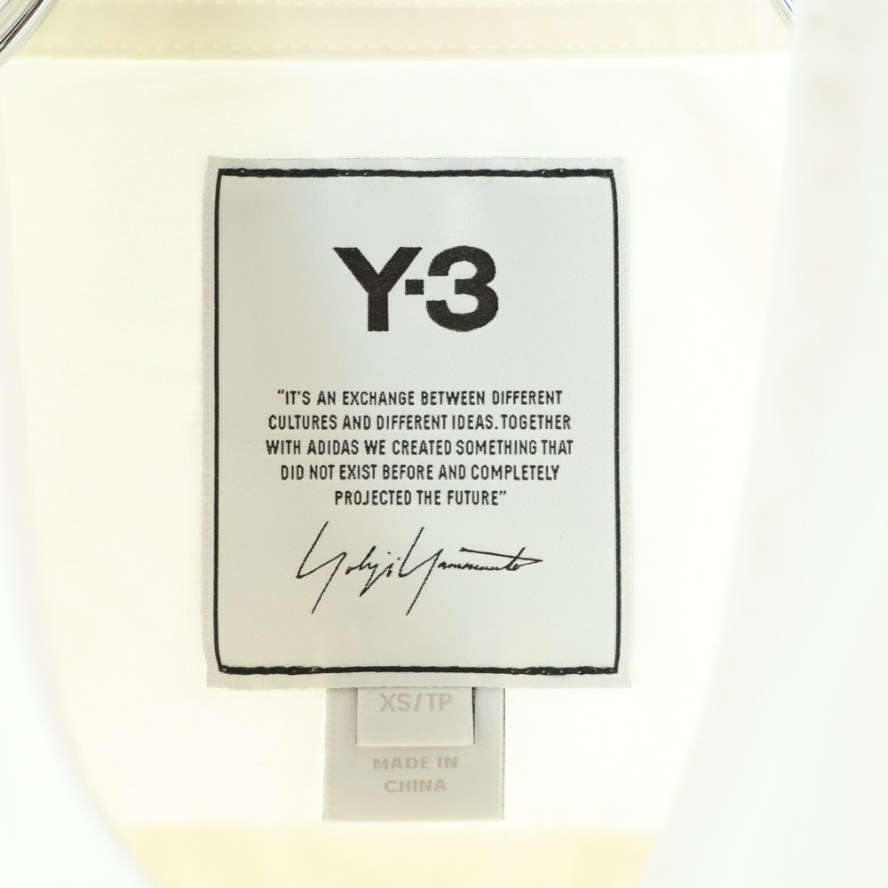 Y-3(ワイスリー) ロゴプリント ジップポケット ナイロン混 コットン ロングスリーブ 長袖シャツ ホワイト HB3406