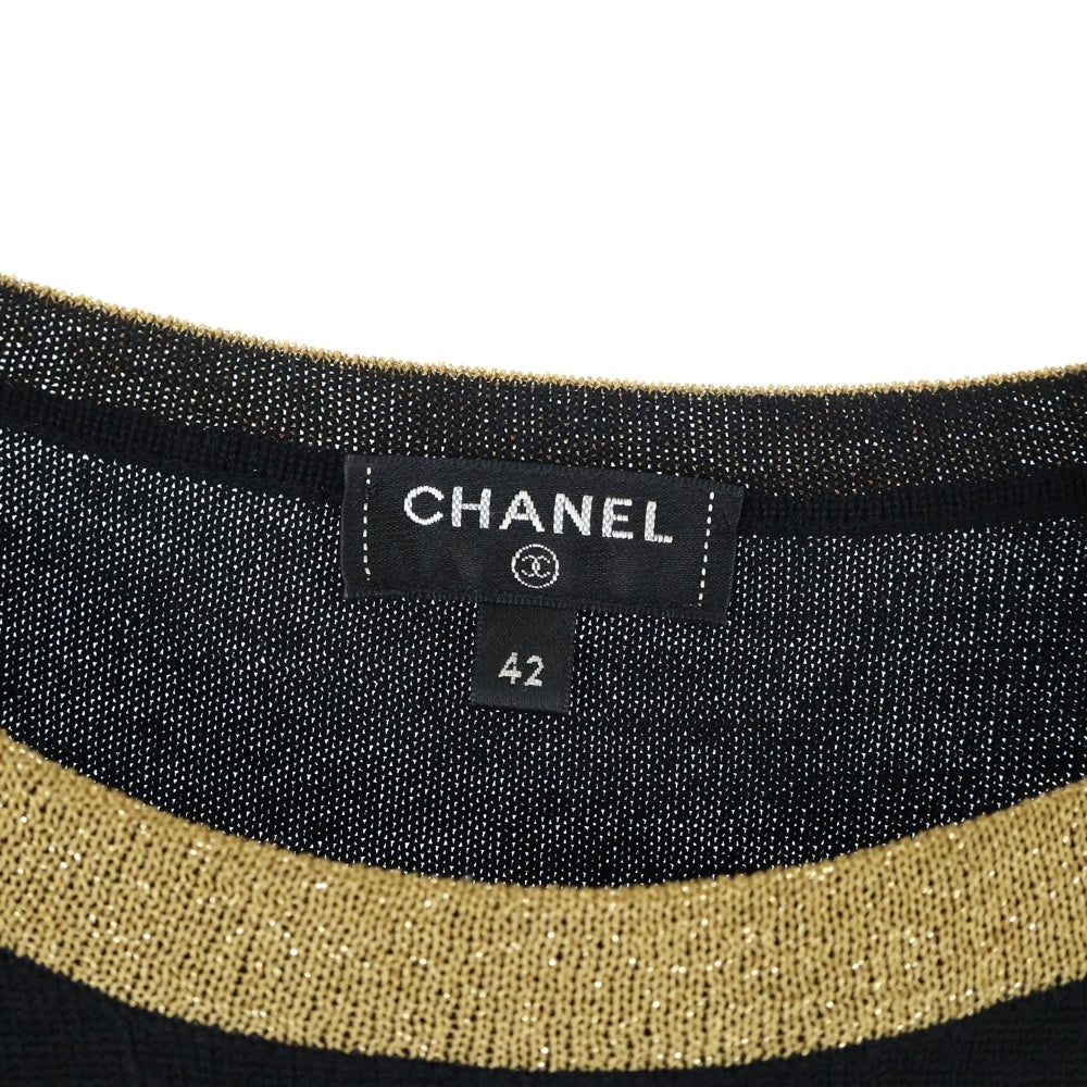 CHANEL(シャネル) ココマーク スカラベ セットアップ 刺繍 クルーネック 半袖ニット セーター ラップデザイン ミニスカート レディース P61610K47245/P61611K47246