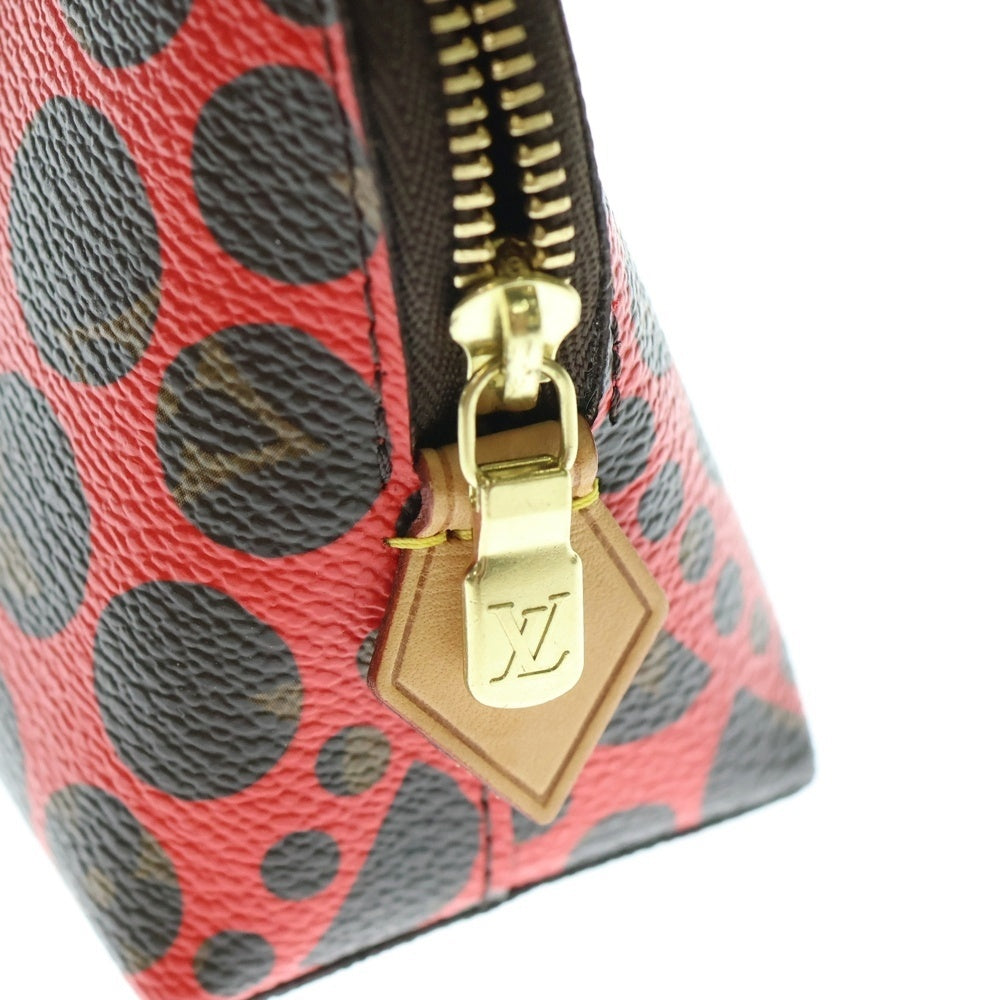 LOUIS VUITTON(ルイヴィトン) モノグラム パンプキンドット ポシェット コスメティック ポーチ ケース ブラック×レッド PVC M47347 ゴールド金具
