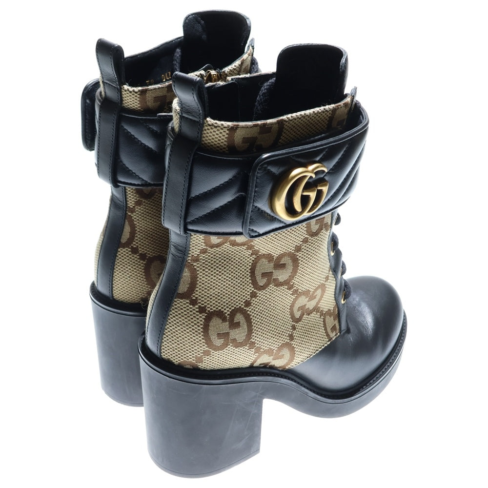 GUCCI(グッチ) GGマーモント ロゴプレート レザー キャンバス レース