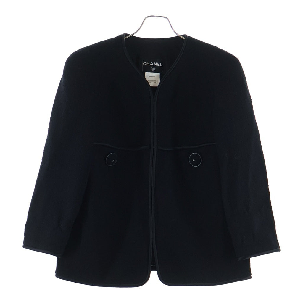 CHANEL(シャネル) ココボタン ノーカラージャケット ブラック ウール×ナイロン #44 P52350V31241 レディース