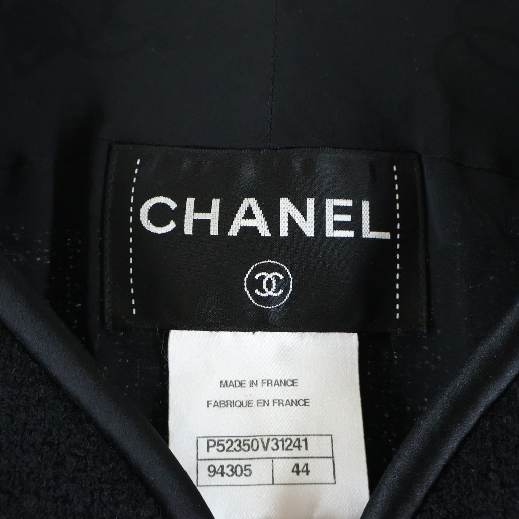 CHANEL(シャネル) ココボタン ノーカラージャケット ブラック ウール×ナイロン #44 P52350V31241 レディース