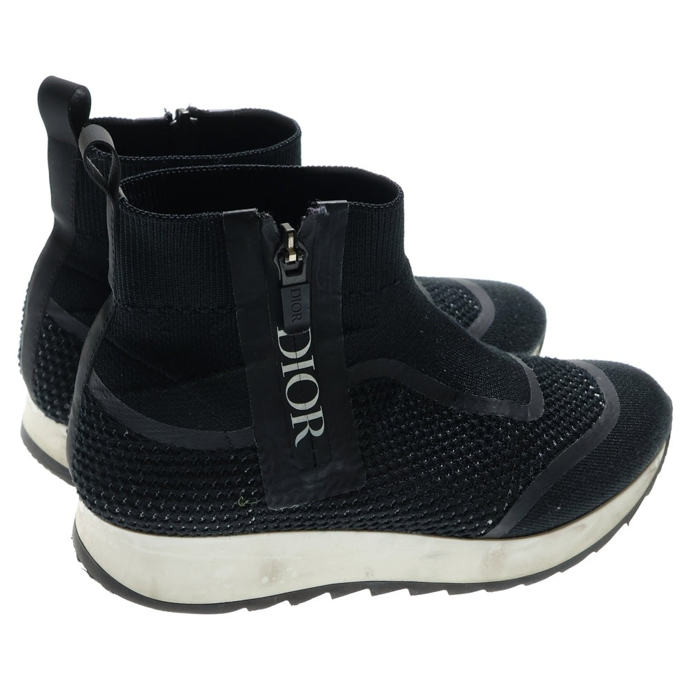 Dior HOMME(ディオールオム) B25 サイドジップ ロゴプリント ハイカットシューズ ニット ソックススニーカー ブラック レディース