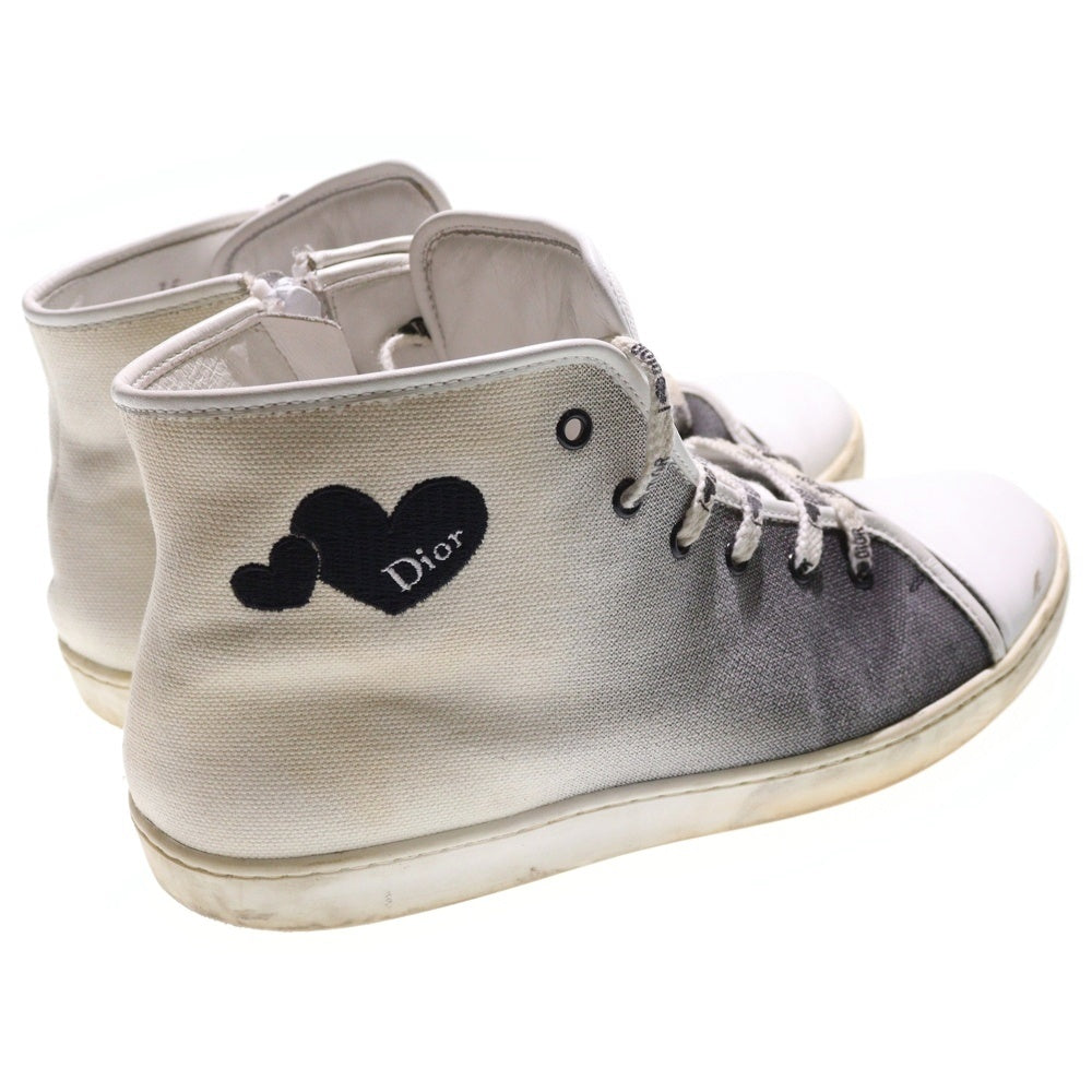 DIOR(ディオール) ハートロゴ刺繍 グラデーション ハイカットシューズ スニーカー ホワイト/ブラック レディース