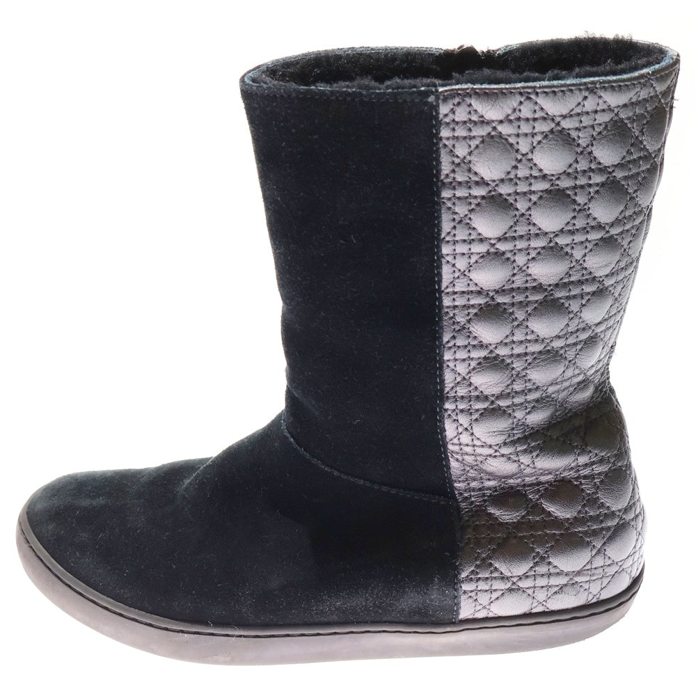 Christian Dior(クリスチャンディオール) カナージュレザースエードボアブーツ ブラック 34