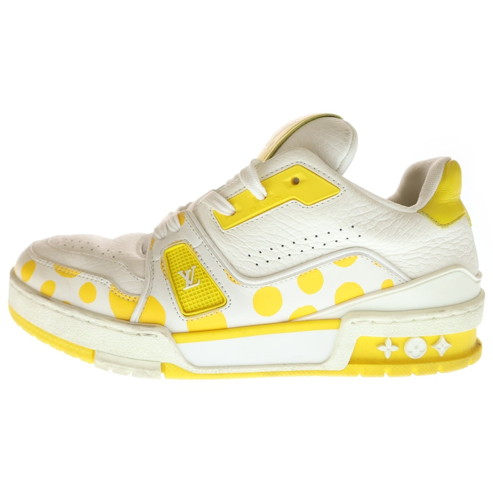 LOUIS VUITTON(ルイヴィトン) ×草間彌生 YK LVトレイルライン インフィニティドット レザー レースアップ ローカットシューズ スニーカー イエロー/ホワイト レディース 1ABD20