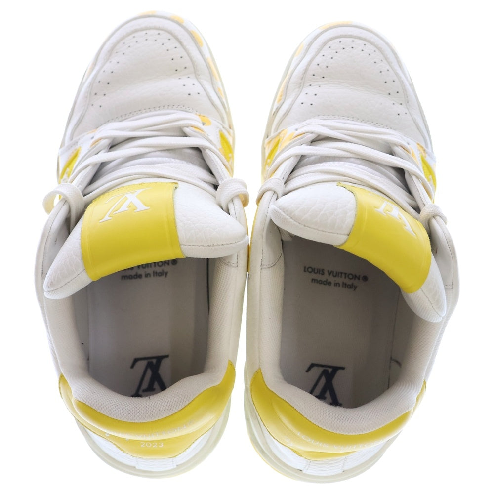 LOUIS VUITTON(ルイヴィトン) ×草間彌生 YK LVトレイルライン インフィニティドット レザー レースアップ ローカットシューズ スニーカー イエロー/ホワイト レディース 1ABD20