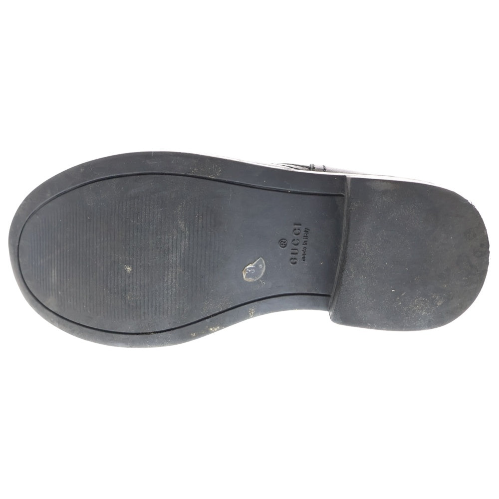 GUCCI(グッチ) マイクログッチシマ レザー サイドジップ ベルト ショートブーツ シューズ ブラック レディース 271242