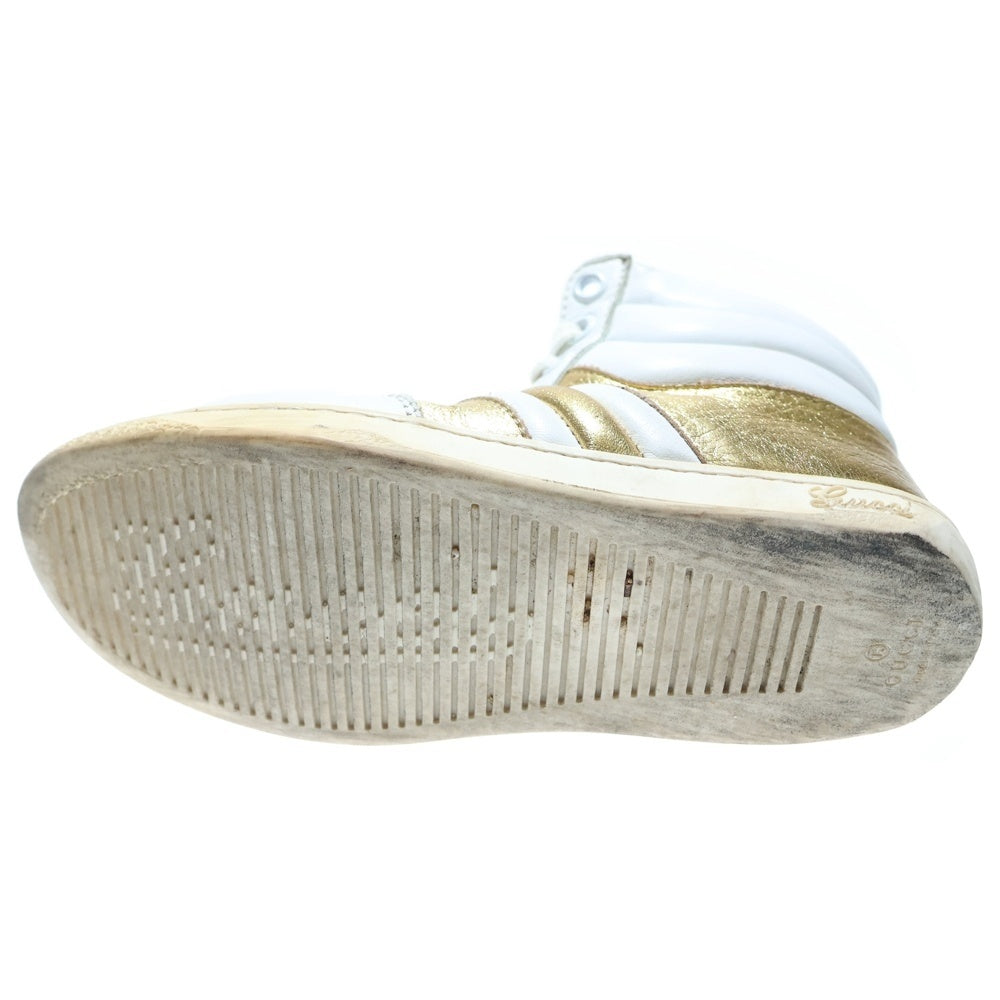 GUCCI(グッチ) メタリック コンビレザー レースアップ ハイカットシューズ スニーカー ゴールド/ホワイト キッズ 371604