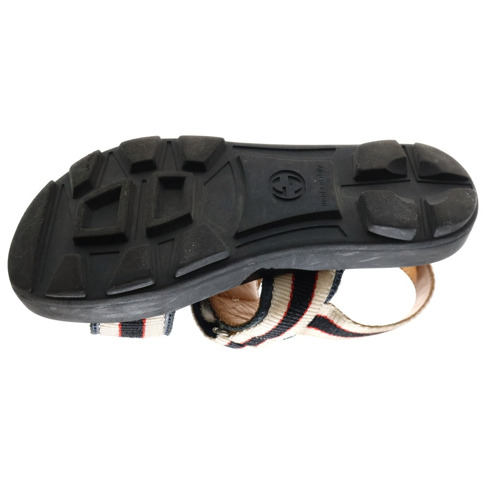 GUCCI(グッチ) ロゴストラップ ベルクロ フラットサンダル シューズ ベージュ/ネイビー キッズ