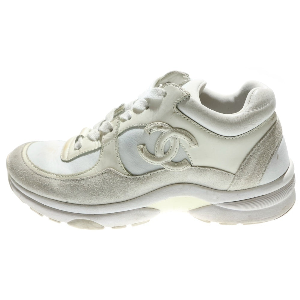 CHANEL(シャネル) ココマーク スエード コンビレザー レースアップ ローカットシューズ スニーカー ホワイト レディース G33745