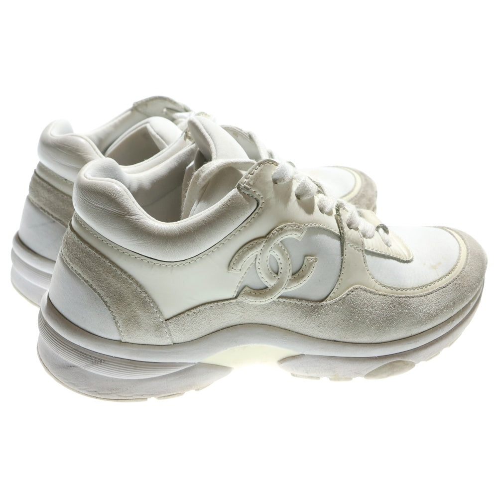 CHANEL(シャネル) ココマーク スエード コンビレザー レースアップ ローカットシューズ スニーカー ホワイト レディース G33745
