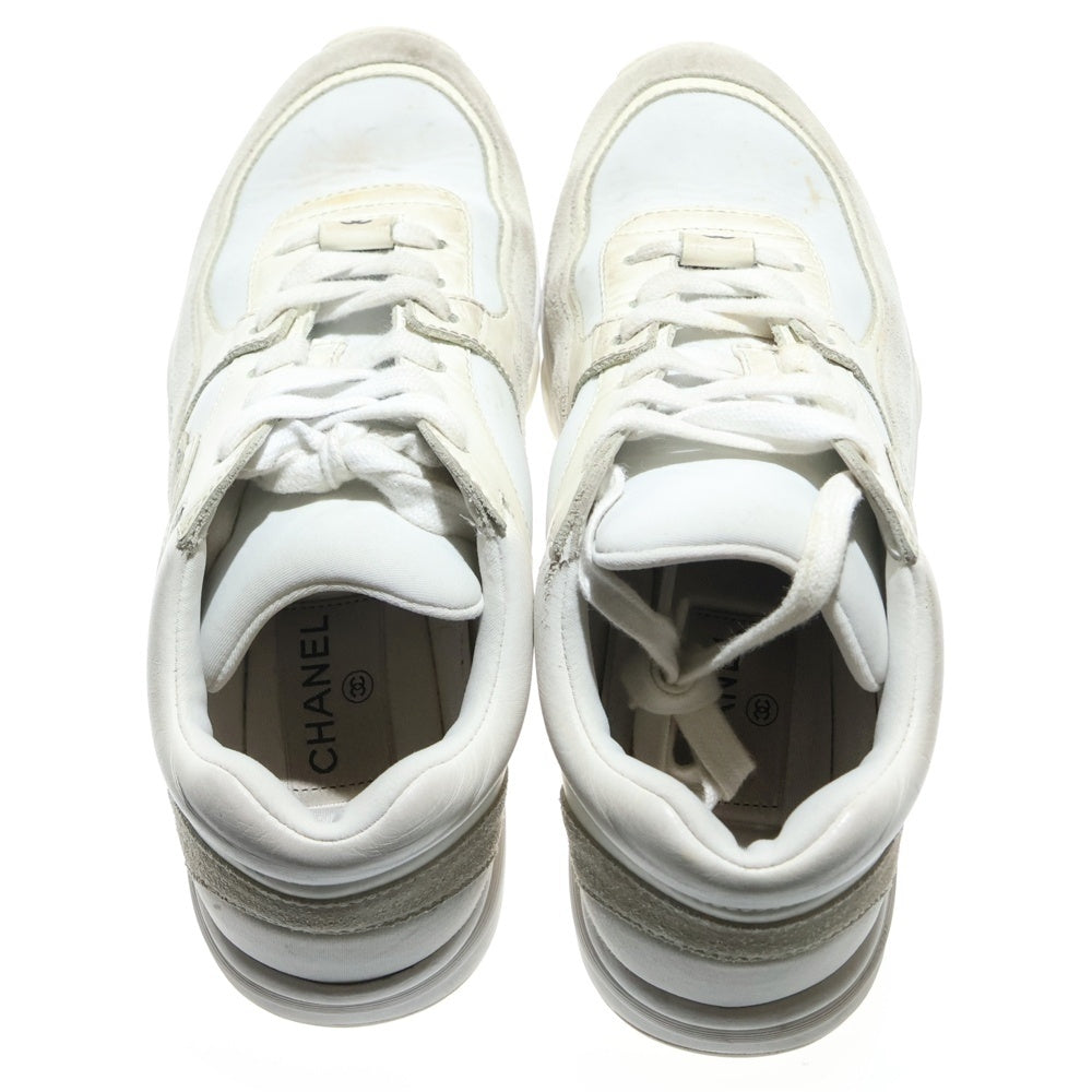 CHANEL(シャネル) ココマーク スエード コンビレザー レースアップ ローカットシューズ スニーカー ホワイト レディース G33745