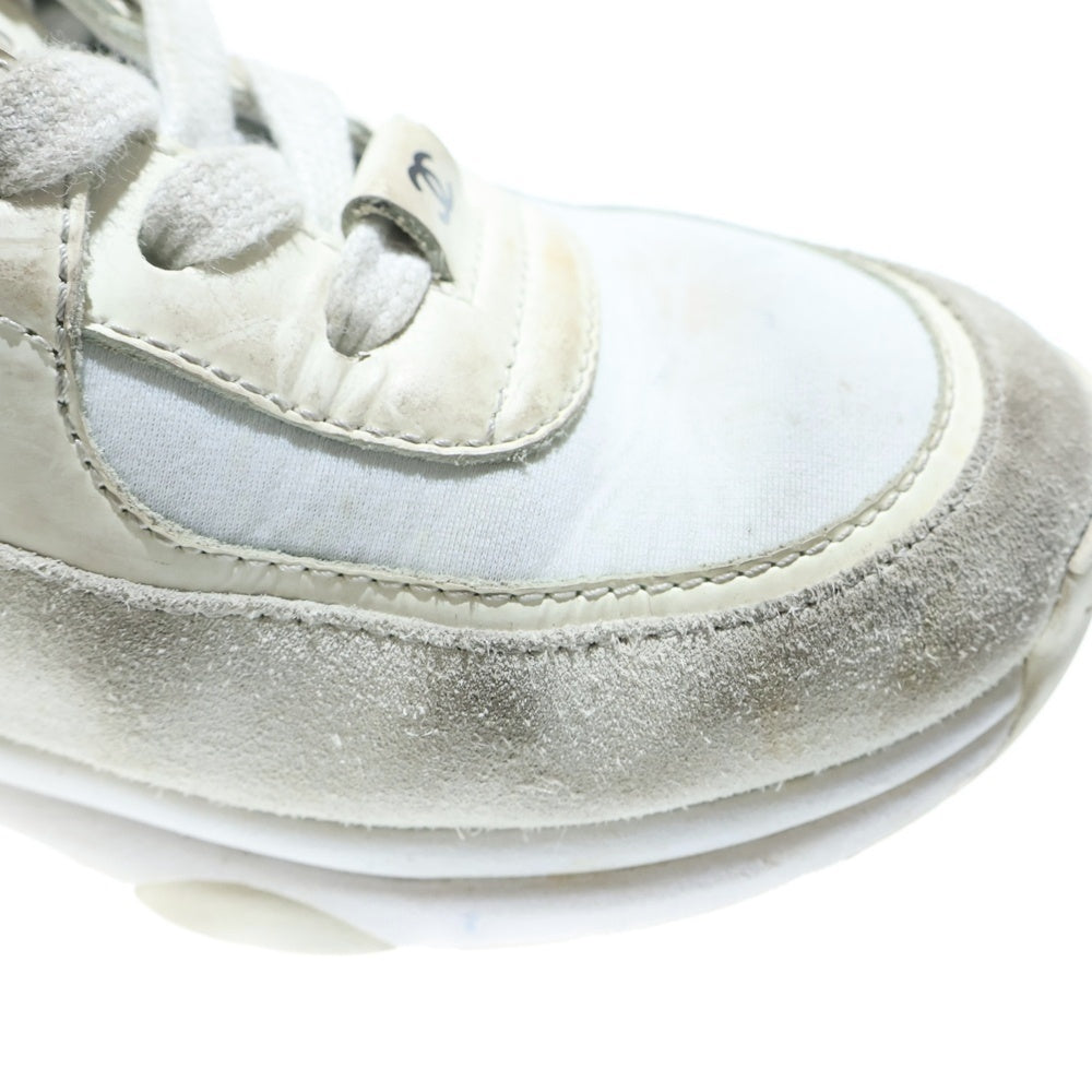 CHANEL(シャネル) ココマーク スエード コンビレザー レースアップ ローカットシューズ スニーカー ホワイト レディース G33745