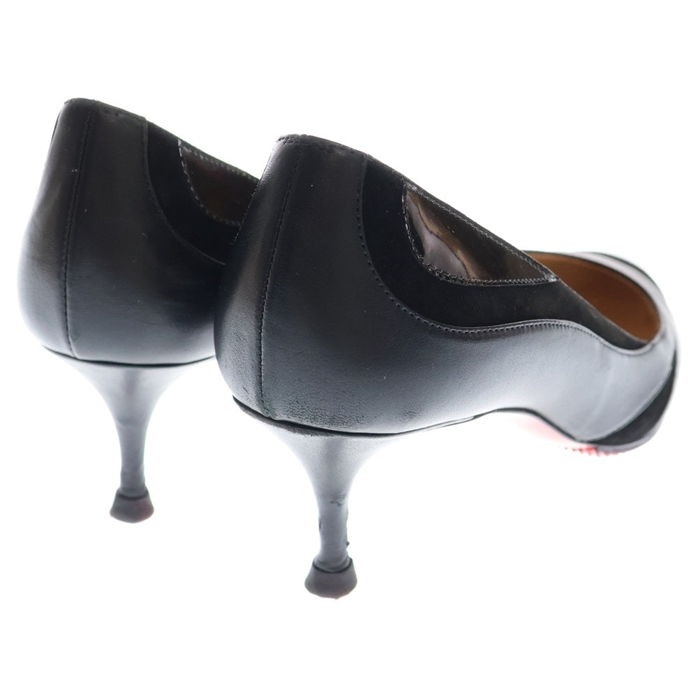 CHRISTIAN LOUBOUTIN(クリスチャンルブタン) パテント コンビレザー ポインテッドトゥ ヒール パンプス シューズ ブラック レディース