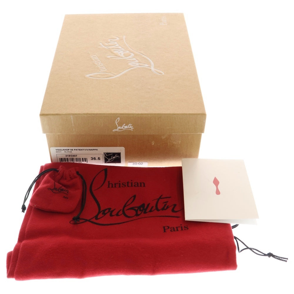 CHRISTIAN LOUBOUTIN(クリスチャンルブタン) パテント コンビレザー ポインテッドトゥ ヒール パンプス シューズ ブラック レディース