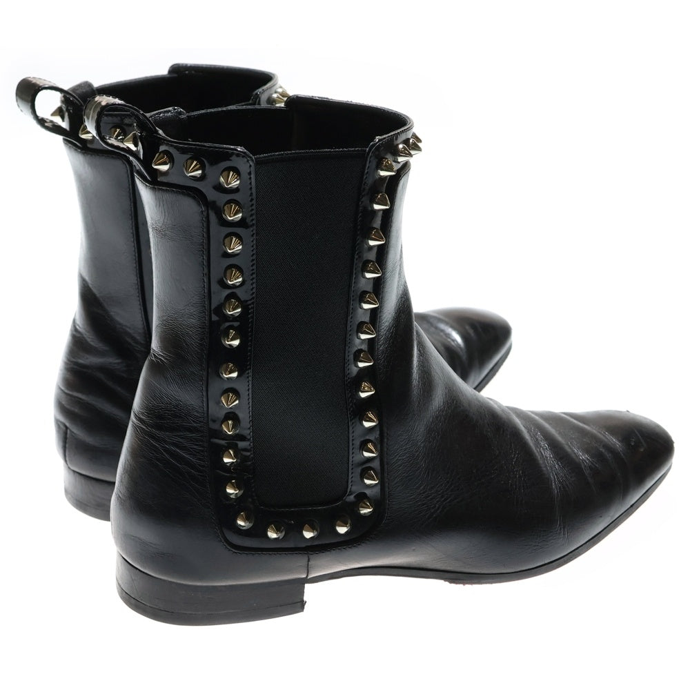 CHRISTIAN LOUBOUTIN(クリスチャンルブタン) スパイクスタッズ レザー サイドゴア ショートブーツ シューズ ブラック レディース