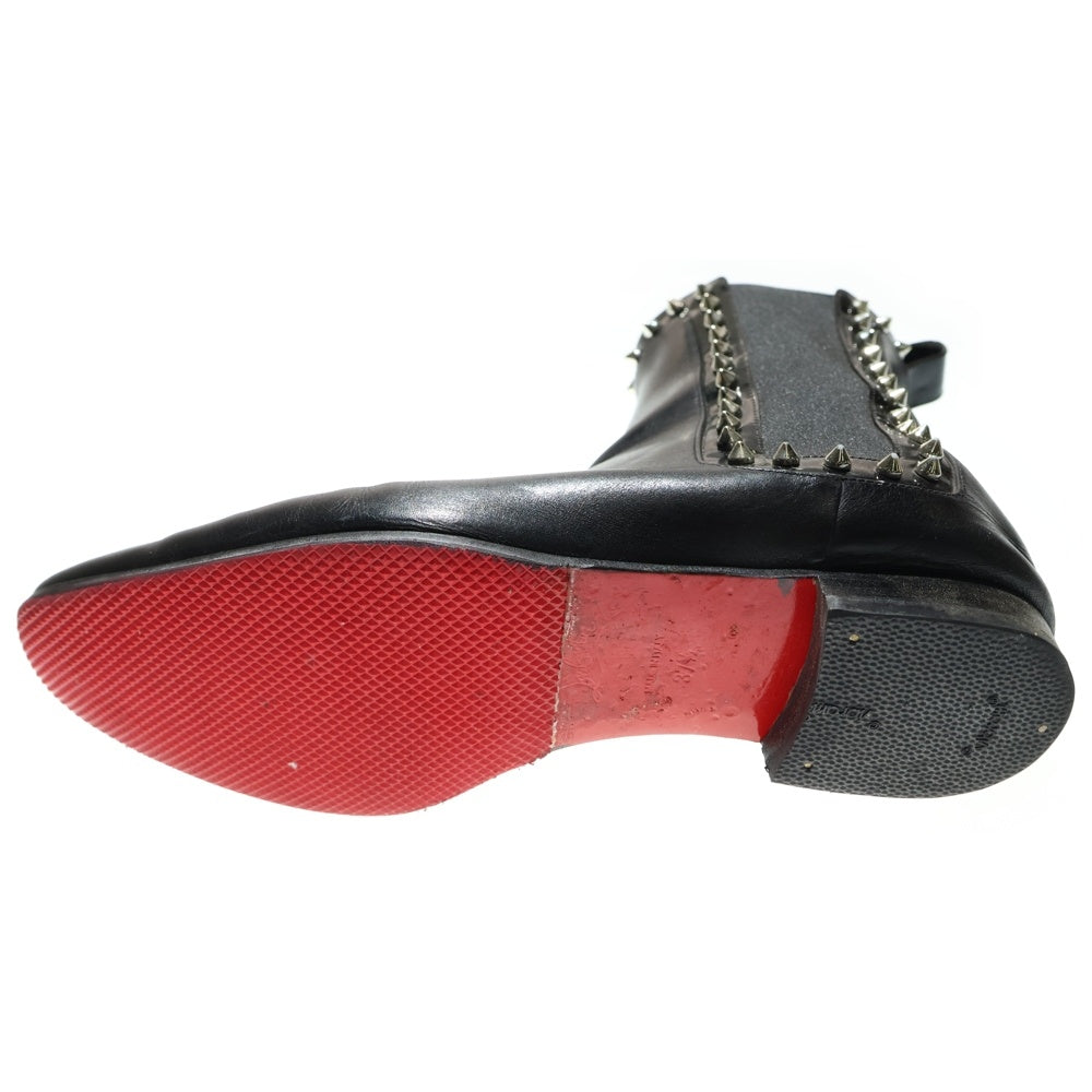 CHRISTIAN LOUBOUTIN(クリスチャンルブタン) スパイクスタッズ レザー サイドゴア ショートブーツ シューズ ブラック レディース