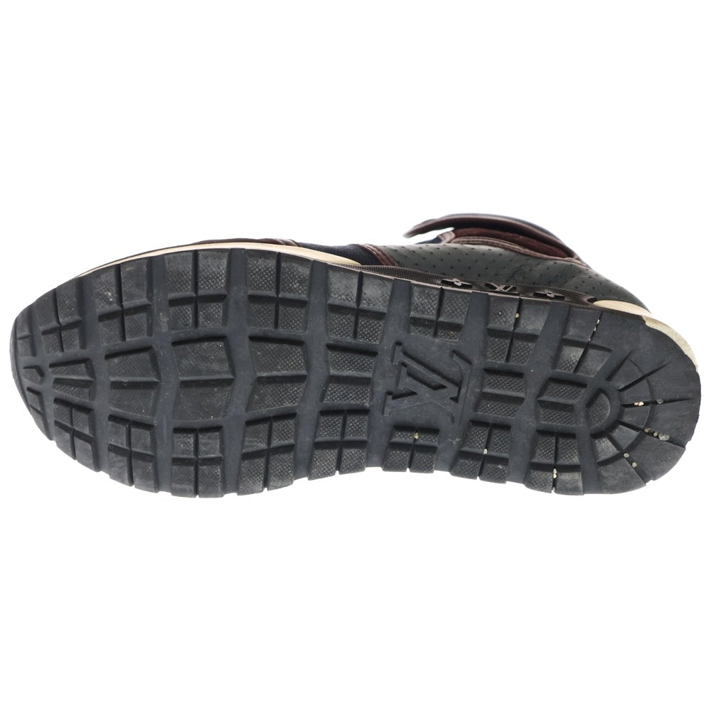 LOUIS VUITTON(ルイヴィトン) モノグラム スエード コンビレザー レースアップ ハイカットシューズ スニーカー ブラウン/ネイビー