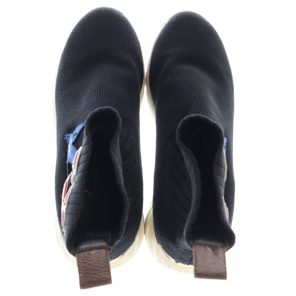 未使用 ヴィトン ブラックハートライン ワッペン ニット ソックススニーカー LOUIS VUITTON(ルイヴィトン) ブラックハートライン ワッペンロゴ