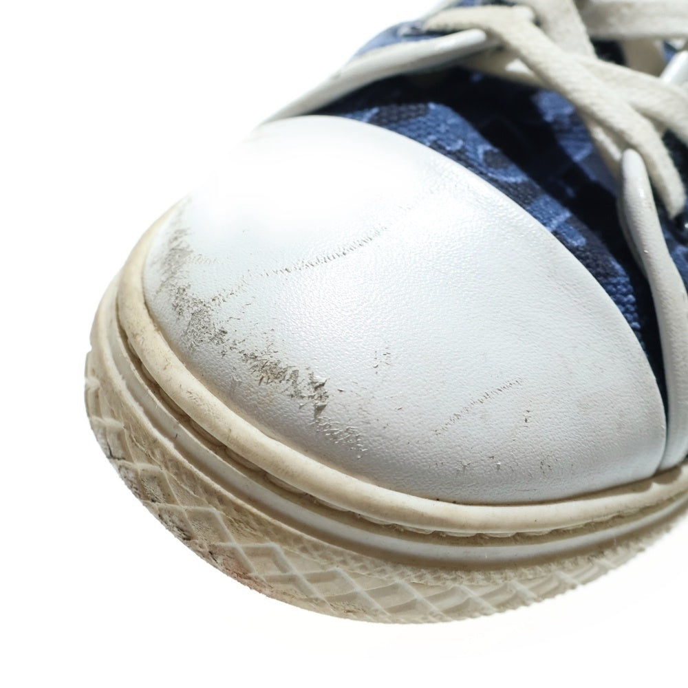 DIOR(ディオール) オブリーク柄 キャンバス レザー レースアップ ハイカットシューズ スニーカー ネイビー レディース