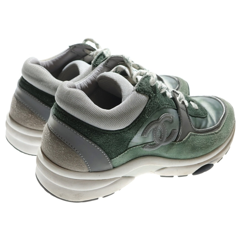 CHANEL(シャネル) ココマーク スエードレザー レースアップ ローカットシューズ スニーカー グリーン レディース G34360