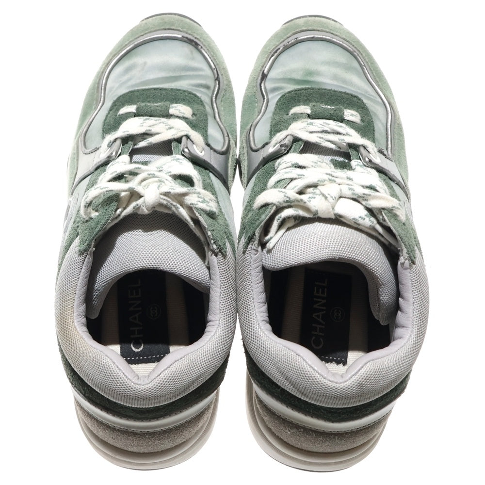 CHANEL(シャネル) ココマーク スエードレザー レースアップ ローカットシューズ スニーカー グリーン レディース G34360
