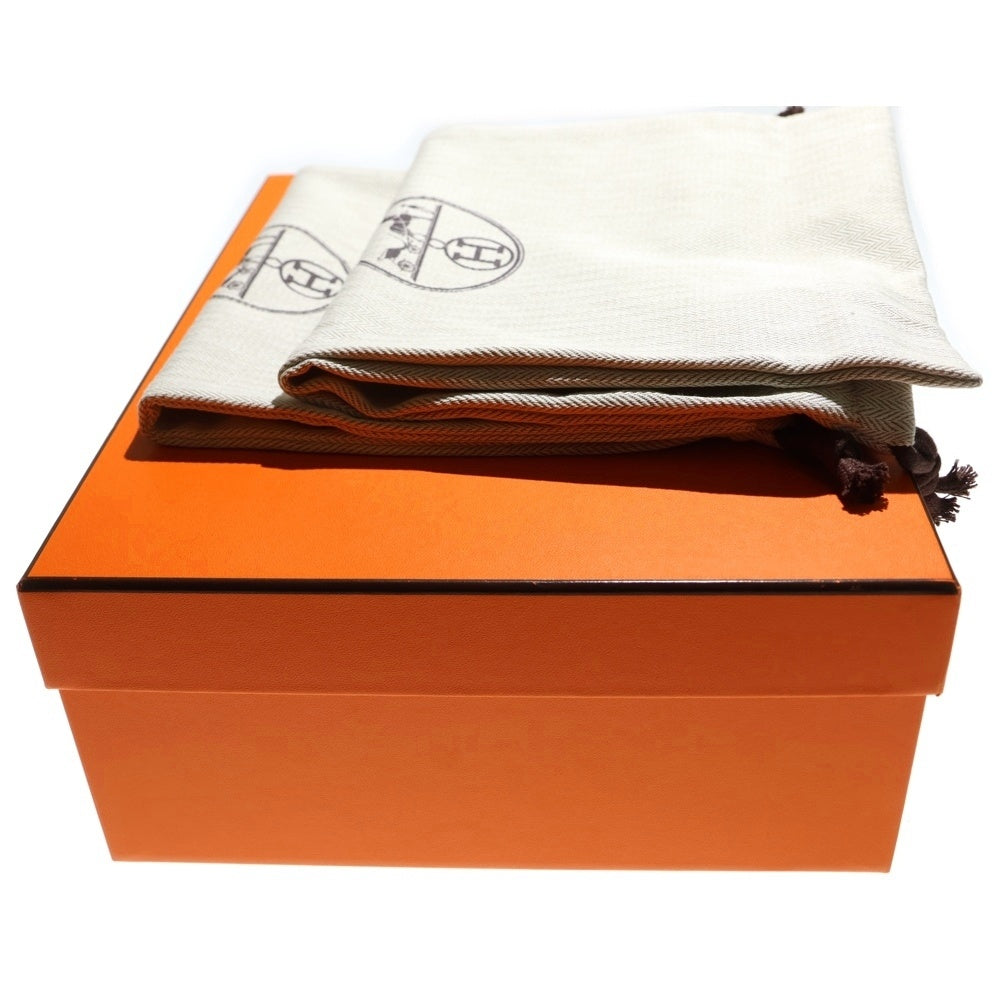 HERMES(エルメス) デパール Hロゴ ニット レザー レースアップ ローカットシューズ スニーカー ホワイト