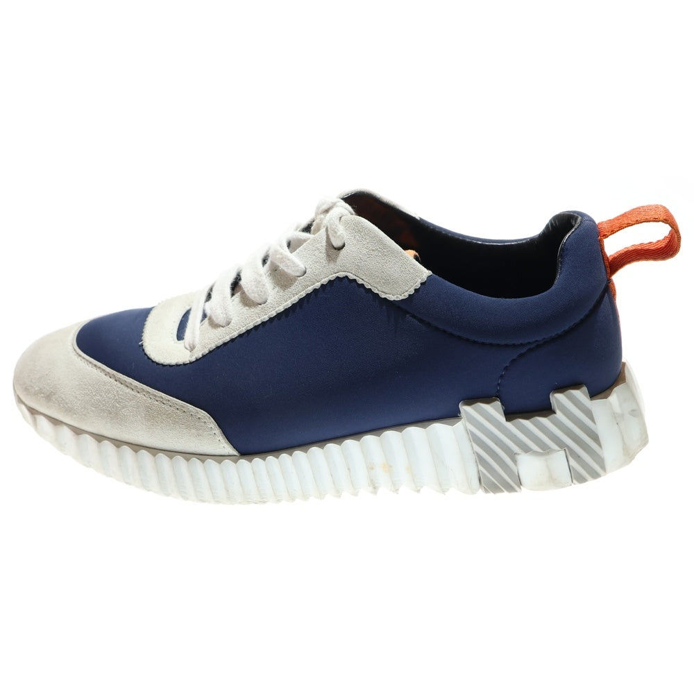 HERMES(エルメス) バウンシング Hロゴ スエードレザー レースアップ ローカットシューズ スニーカー ネイビー レディース