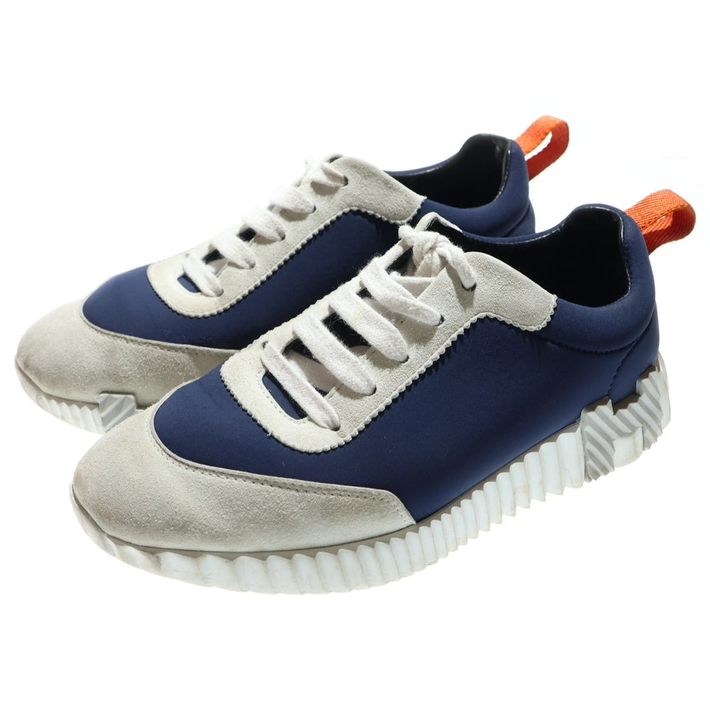 HERMES(エルメス) バウンシング Hロゴ スエードレザー レースアップ ローカットシューズ スニーカー ネイビー レディース